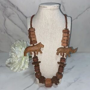 Gorgeous Chunky Statement Wooden Necklace Safari Africa Wooden Animals